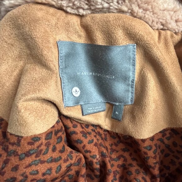 Anthropologie Sherpa Teddy Coat XL Long Coatigan Cozy Boho Amina - Picture 3 of 10